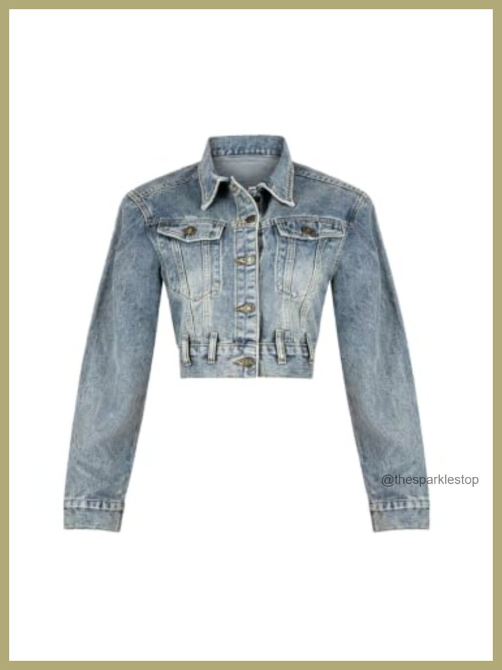 Women's Cropped Distressed Denim Jacket Long Sleeve Jean Coats